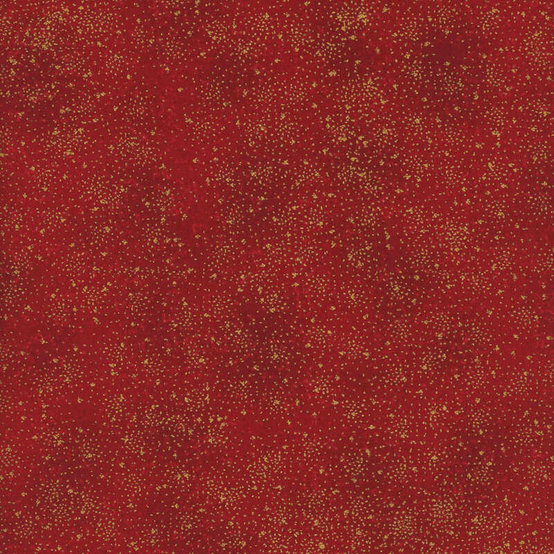 Mottled maroon fabric with a spray of gold metallic dots.