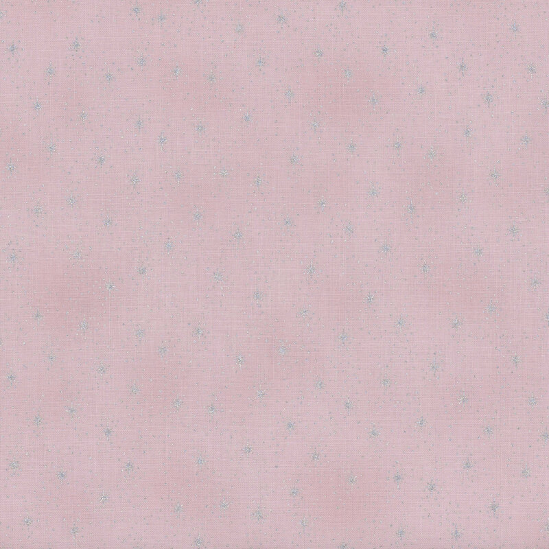 Light pink fabric with silver metallic stars and dots.