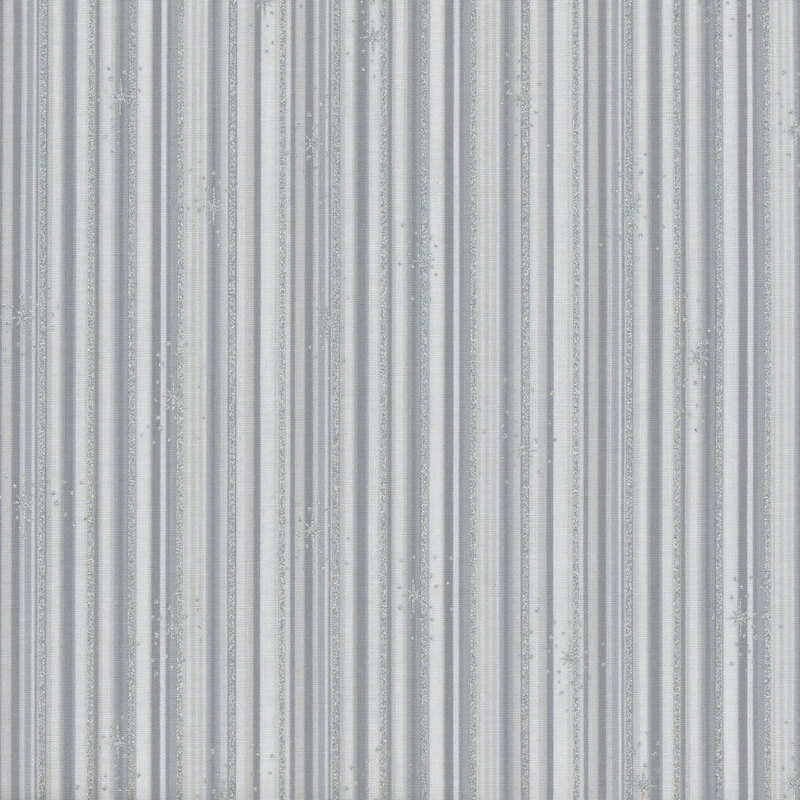 Light gray fabric with tonal and silver metallic stripes.