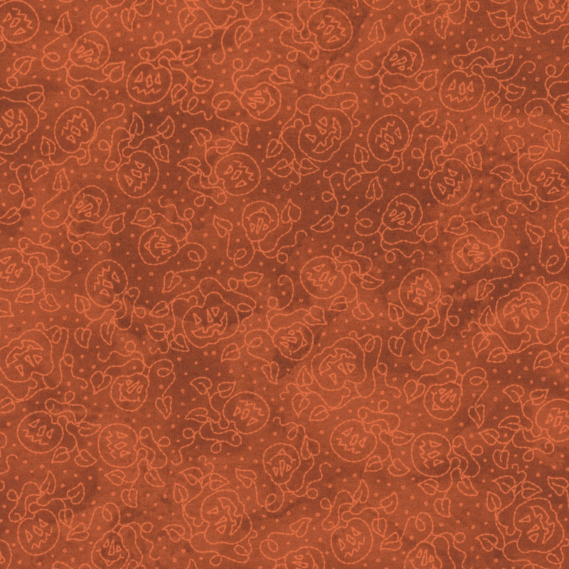 A textured orange fabric featuring a playful pattern of abstract smiling faces and doodles.