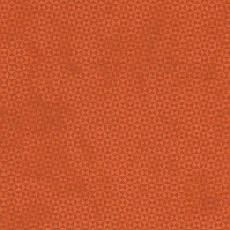 A vibrant orange background featuring a subtle pattern of small triangles.