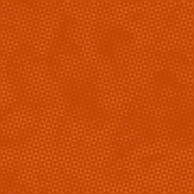 A vibrant orange background featuring a subtle pattern of small triangles.