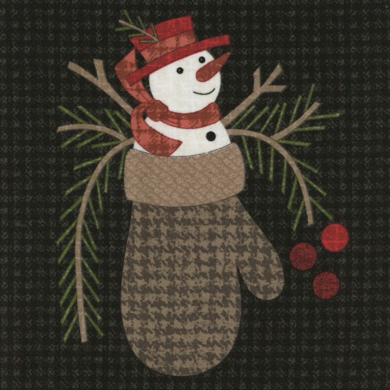Holly Jolly Flannel MASF10891-J Panel Black by Bonnie Sullivan for