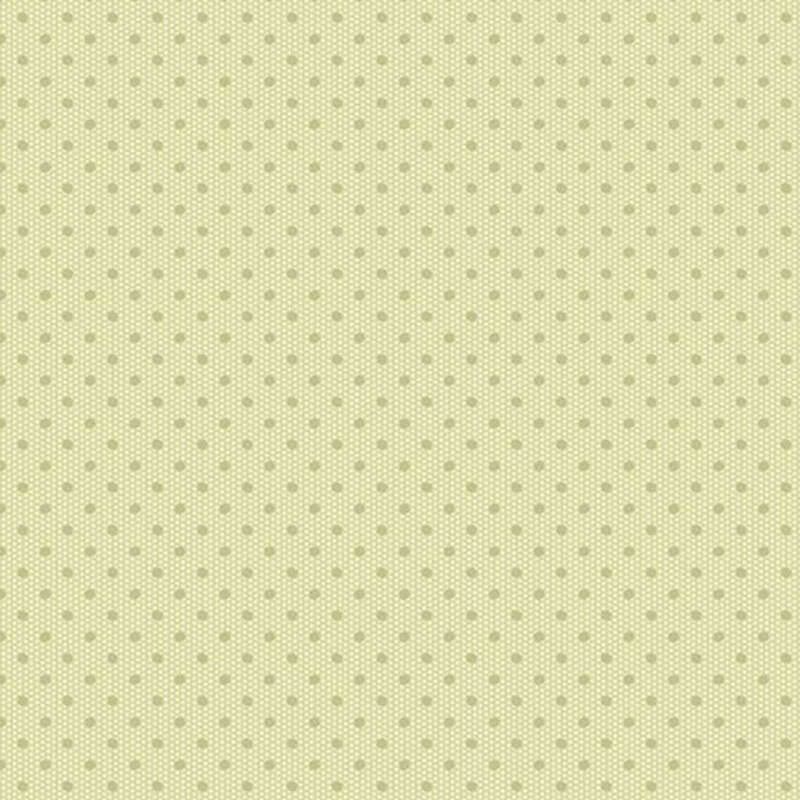 Light green background with a subtle, evenly spaced polka dot pattern.