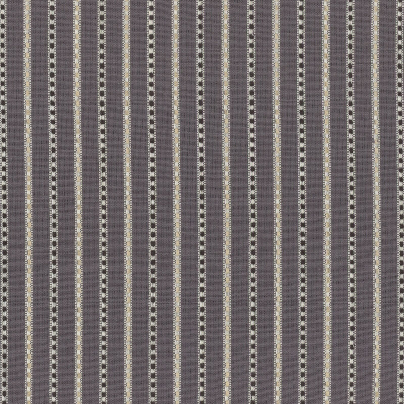 Gray woven fabric with cream and black stripes.