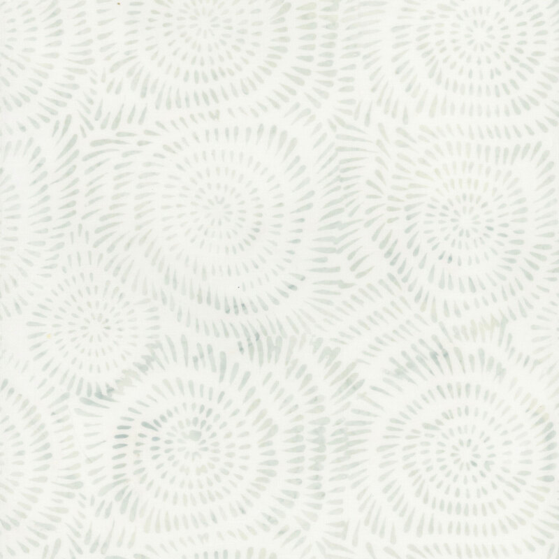 A light fabric of swirling spirals in white and pale shades creating a soft, abstract design.