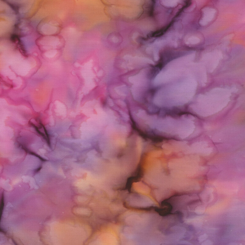 Abstract mottled fabric background with swirling patterns in pink, orange, and purple hues.