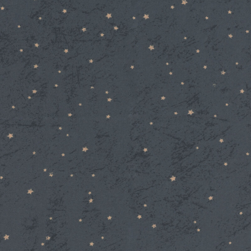 A muted light navy textured flannel scattered with small, gold stars.