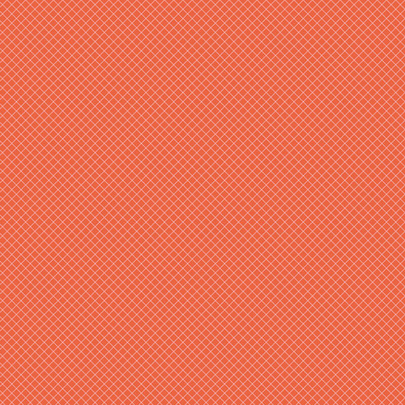 Orange fabric with a subtle diamond grid pattern.