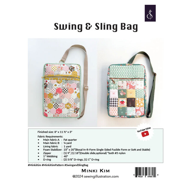 The front of the pattern showing the finished bag in two different designs staged on a white background.