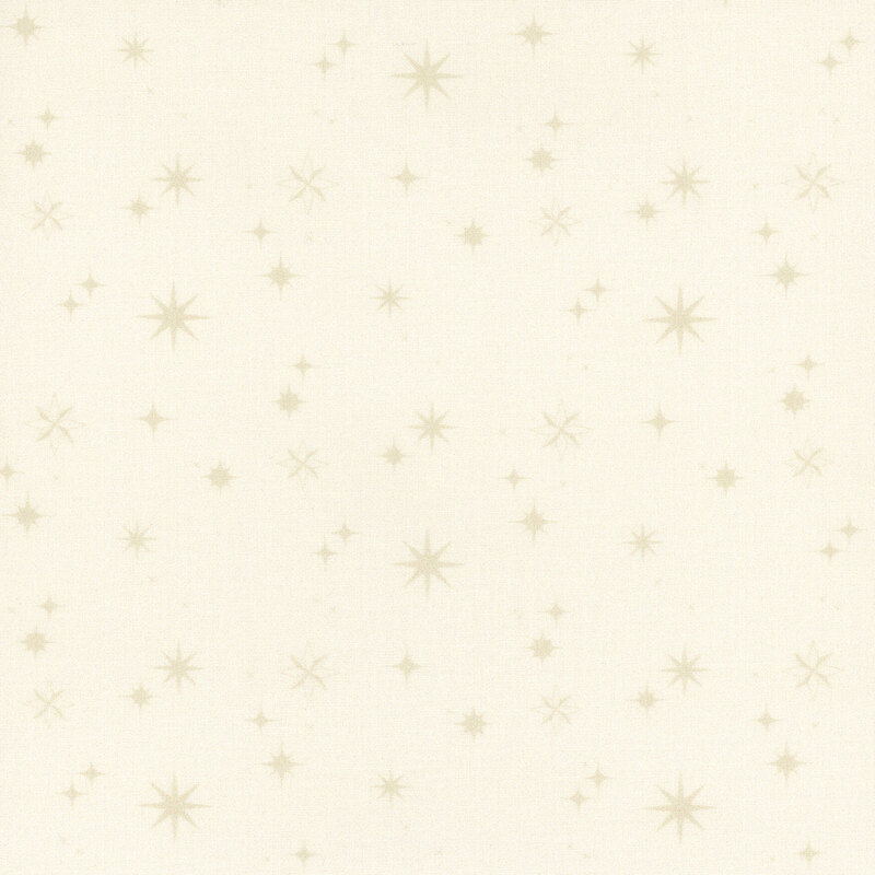 Light beige background with small, subtle gold stars scattered throughout.