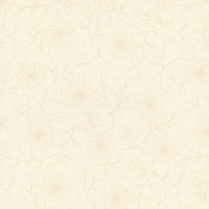 Light cream fabric with a subtle floral pattern of flowers and branches.