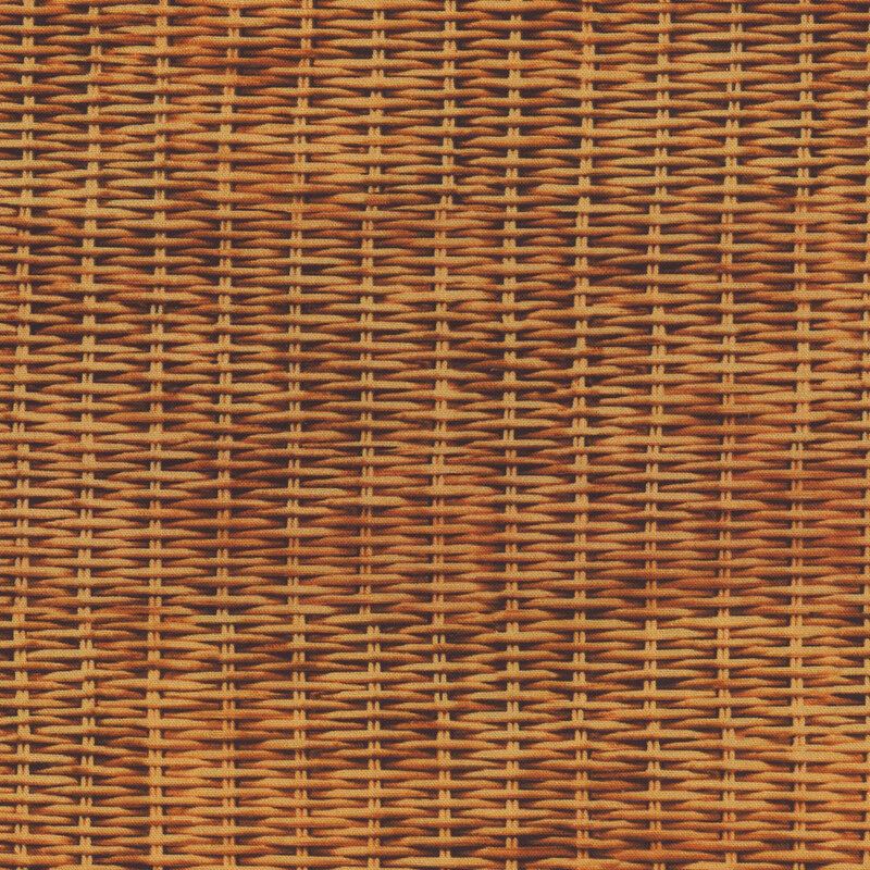 Thatch basket style fabric with a mix of light and dark brown tones.