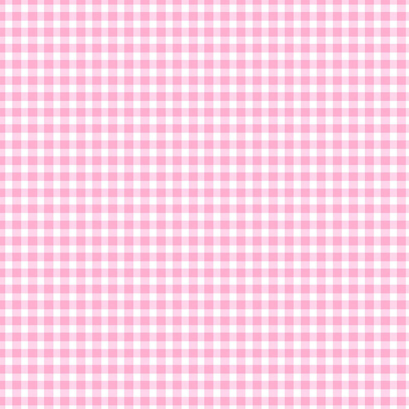 White and pink gingham fabric.