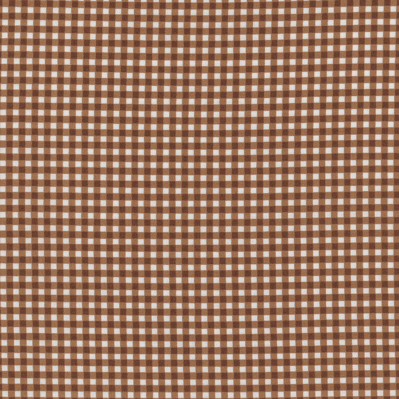 White and brown gingham fabric.