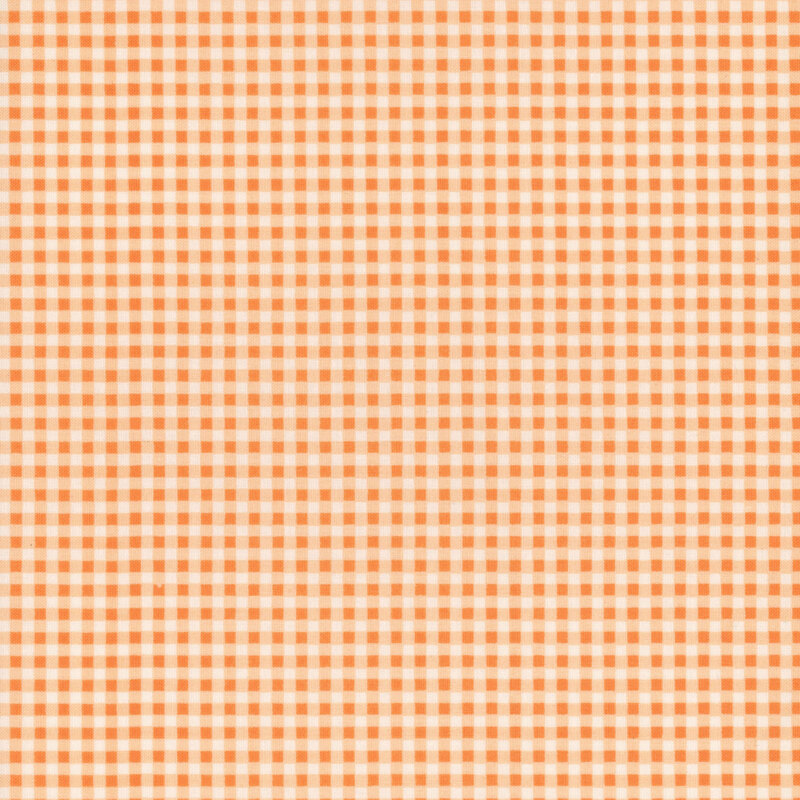 White and orange gingham fabric.