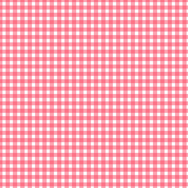 White and bright pink gingham fabric.