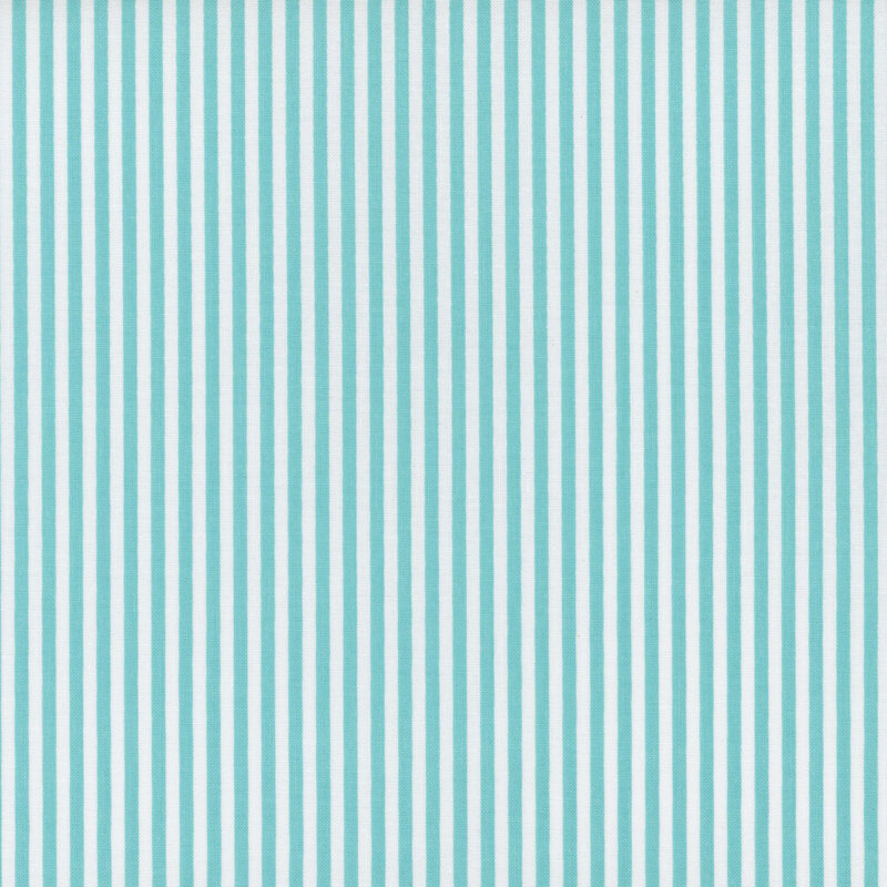 Aqua and white striped fabric with 1/8