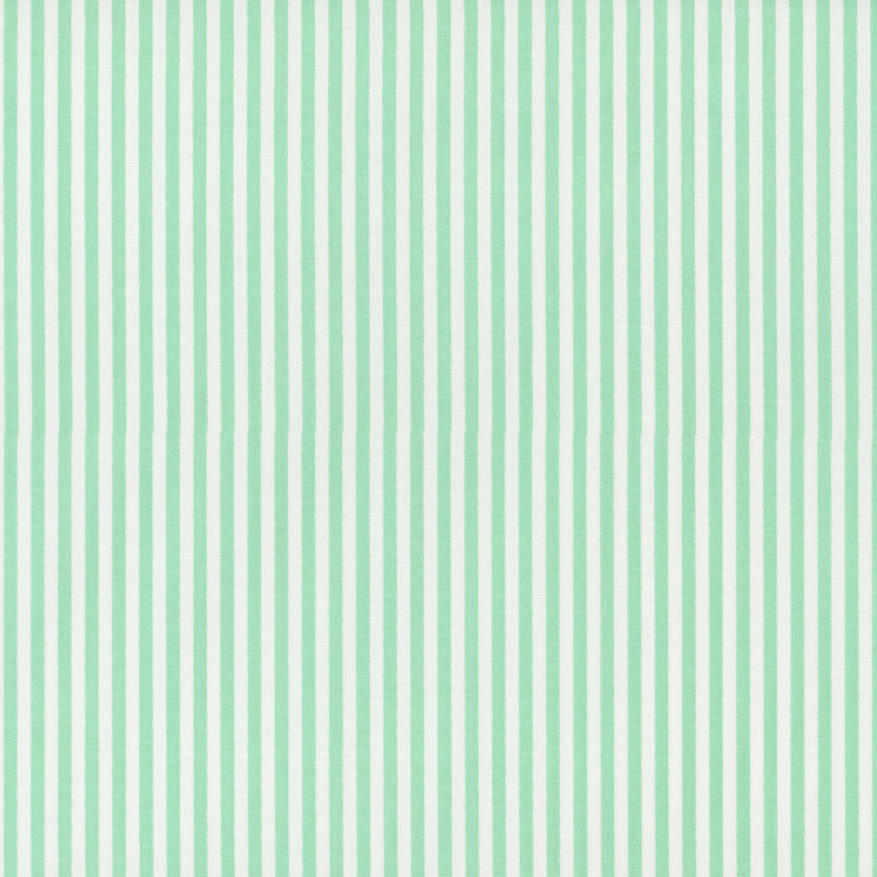 Mint green and white striped fabric with 1/8