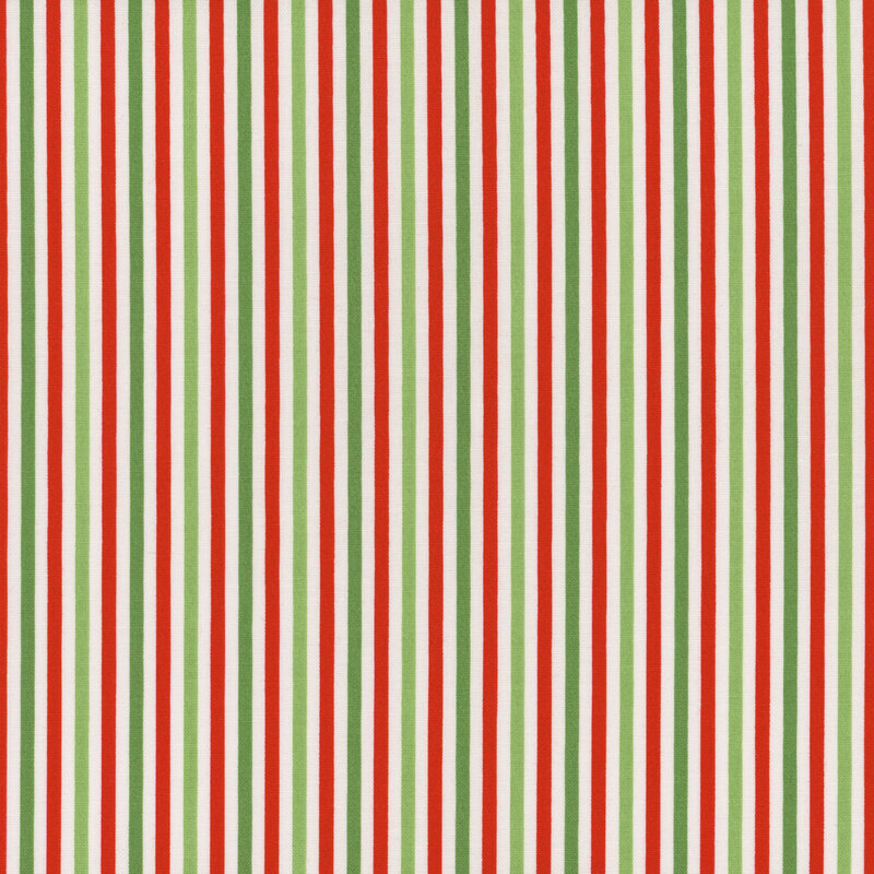 Green, red, and white striped fabric with 1/8