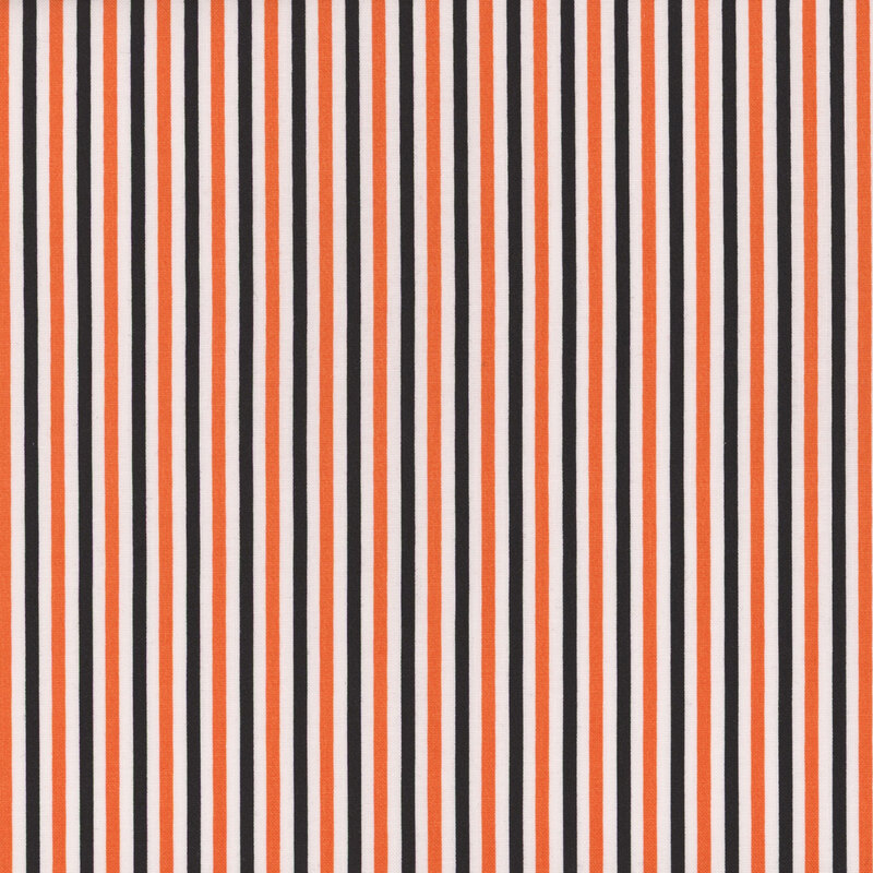 Orange, black, and white striped fabric with 1/8