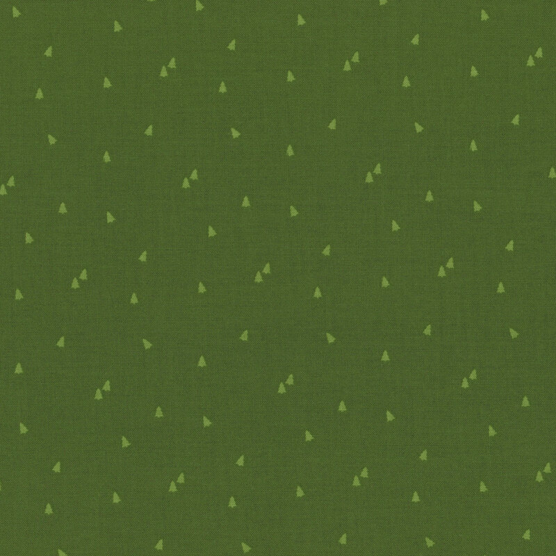 Green fabric texture featuring a pattern of small lighter green trees.