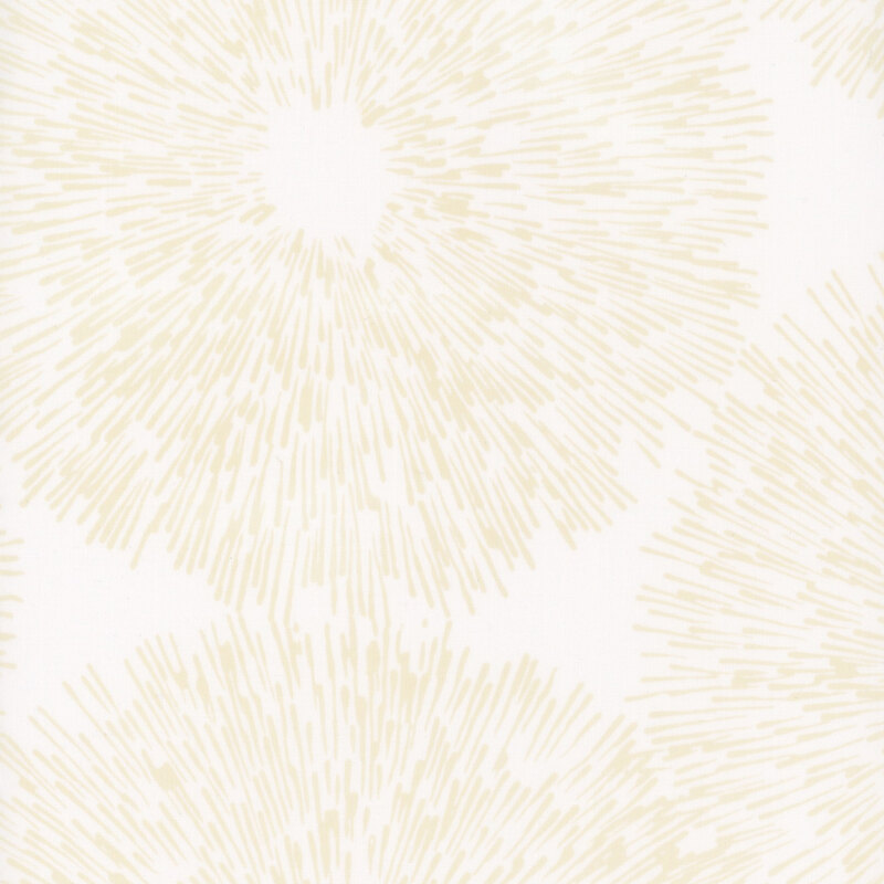 Abstract fabric pattern featuring ivory bursts on a white background.