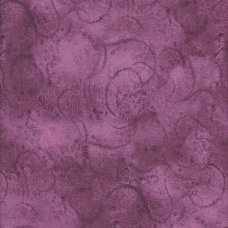 Purple fabric texture with abstract swirling patterns and a soft, faded appearance.