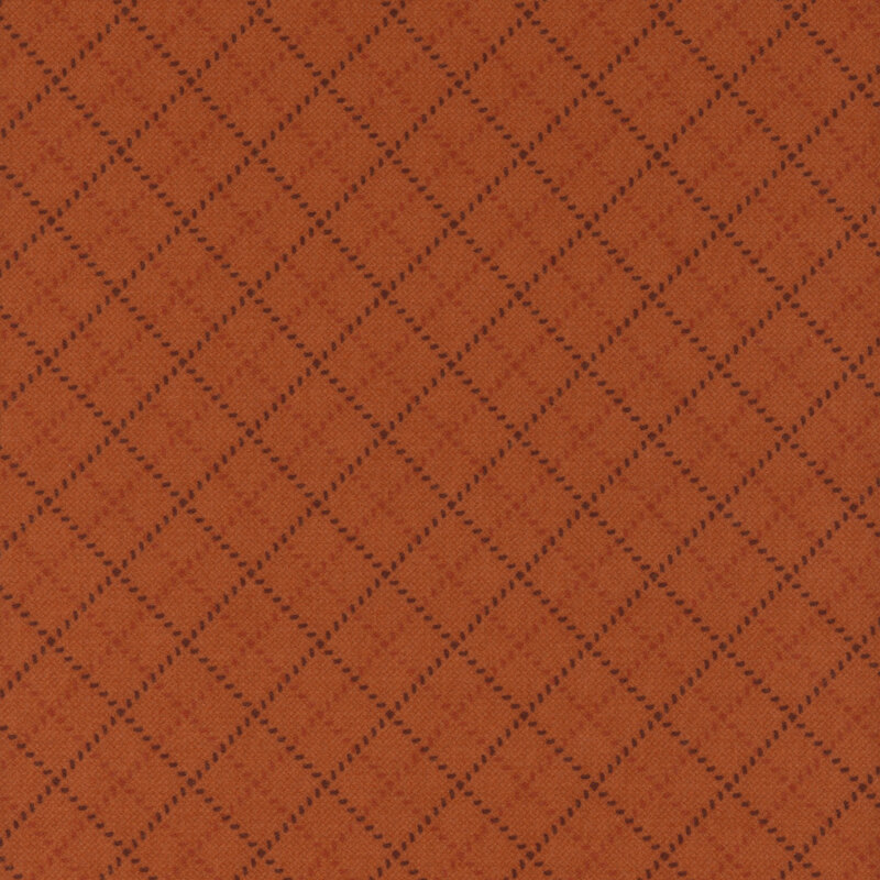 Orange fabric with a diamond grid pattern.