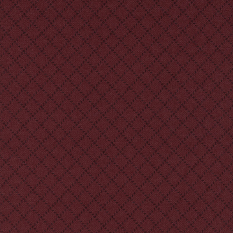 Dark burgundy fabric with a diamond grid pattern.