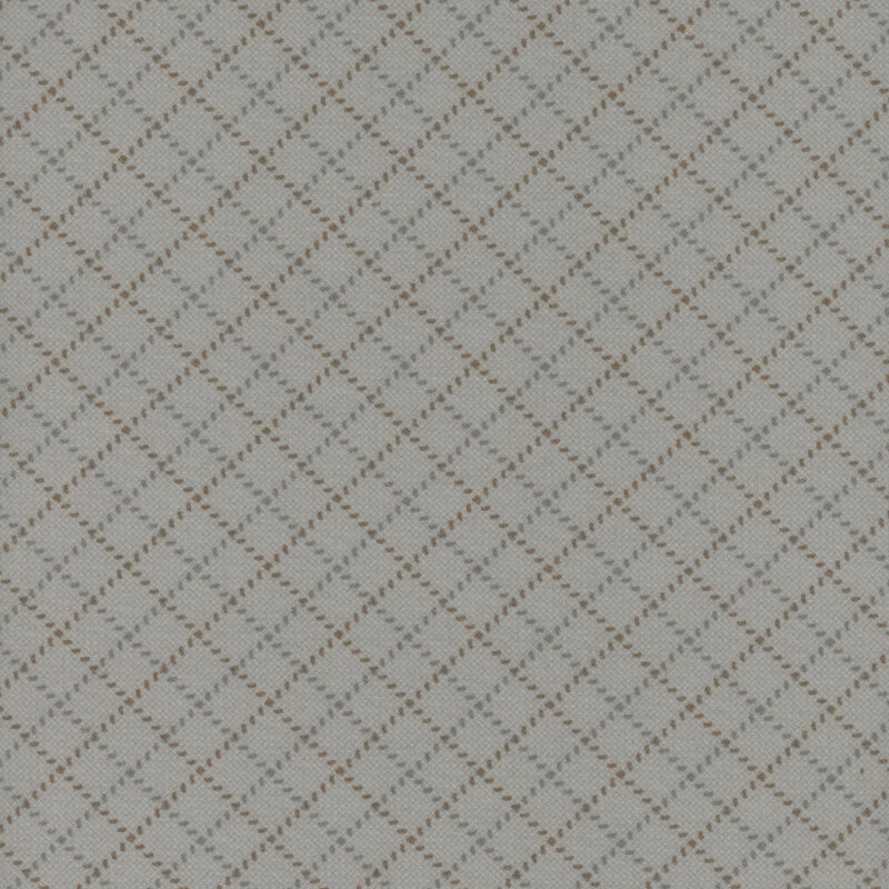 Gray fabric with a diamond grid pattern.