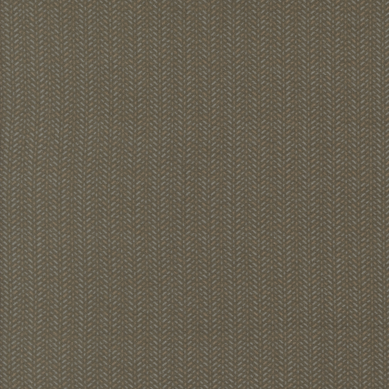 Fabric with a vertical herringbone pattern in muted brown tones.