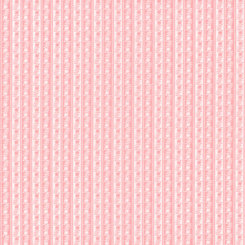 Repeating vertical pattern of light pink flowers on a soft pink background.