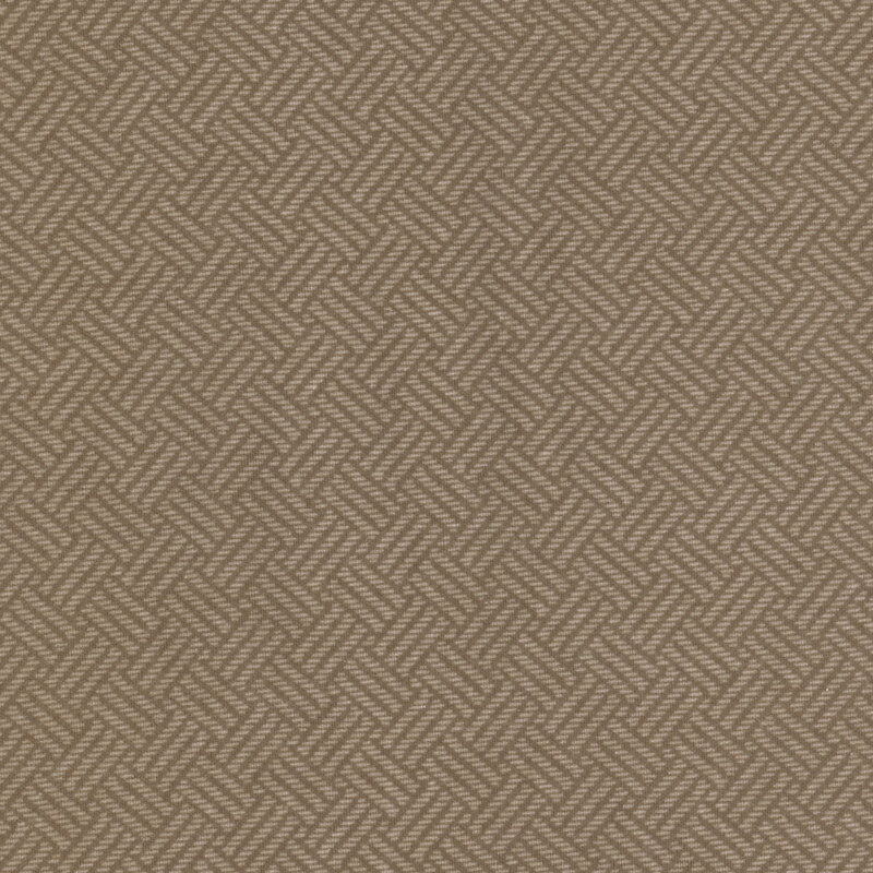 Fabric with a subtle tonal cross hatch pattern in brown and beige.