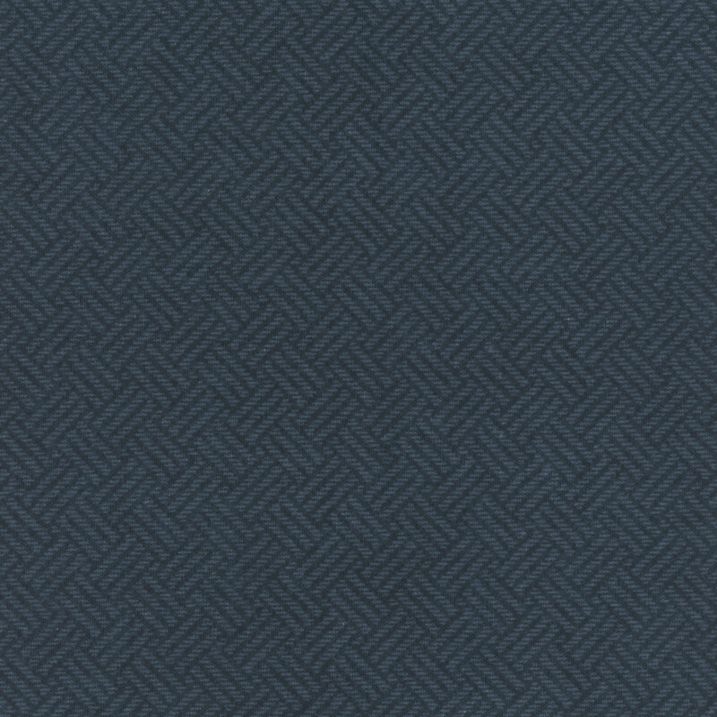 Fabric with a subtle tonal cross hatch pattern in dark blue.