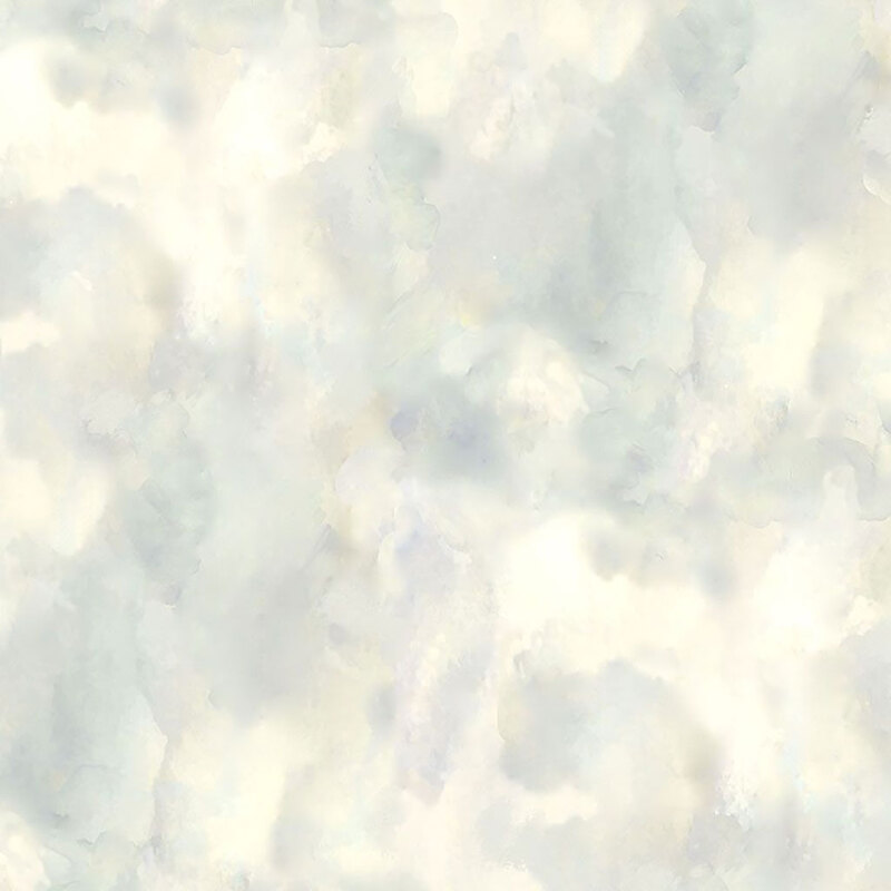 Cream fabric with a watercolor texture and gray and purple mottling.