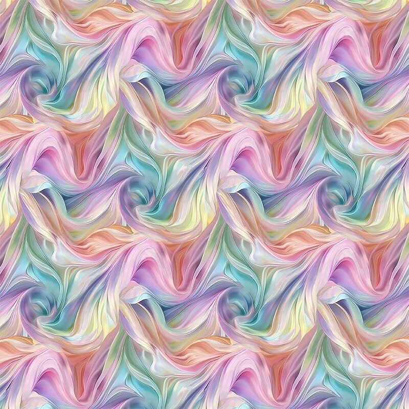 Abstract pattern of swirling pastel colors in shades of pink, blue, yellow, and green creating a fluid design.