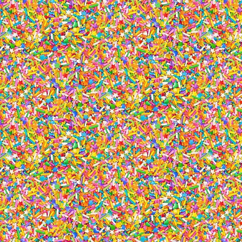 Colorful sprinkles in a vibrant mix of pink, yellow, green, and blue