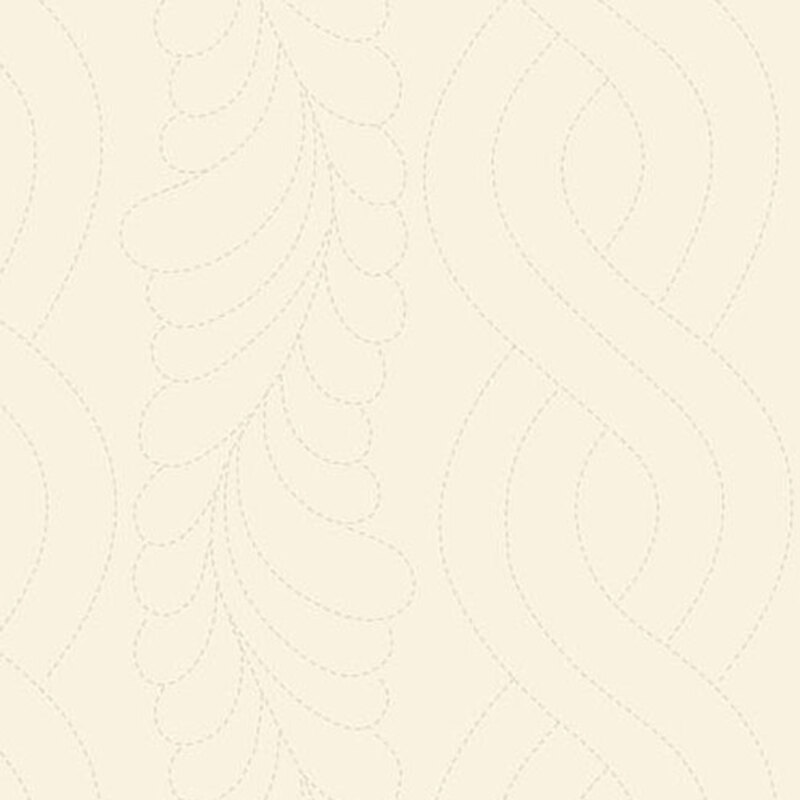 Light beige background with subtle, intertwined leaf and swirl patterns.