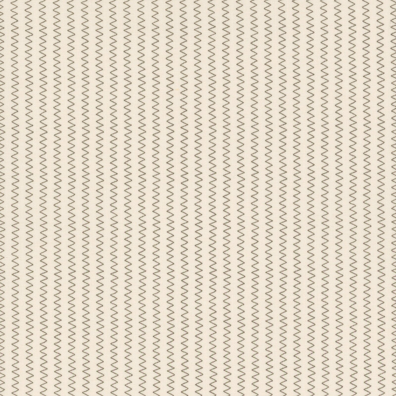 Seamless fabric pattern featuring light beige background with repeating dark zigzag lines.