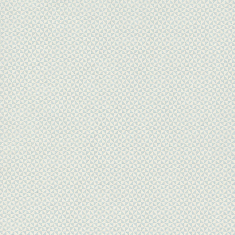 Light blue fabric with a repeating pattern of small, subtle geometric triangles.