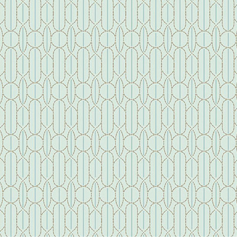 Light blue patterned fabric featuring repeating oval shapes outlined in a subtle design.