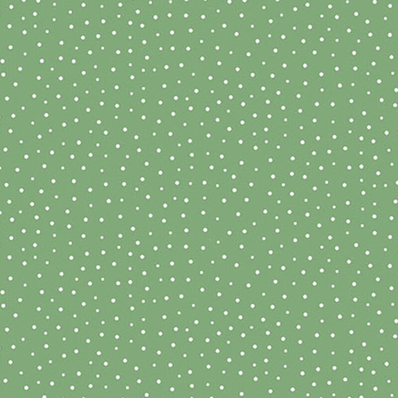 Light green fabric with evenly spaced white polka dots.