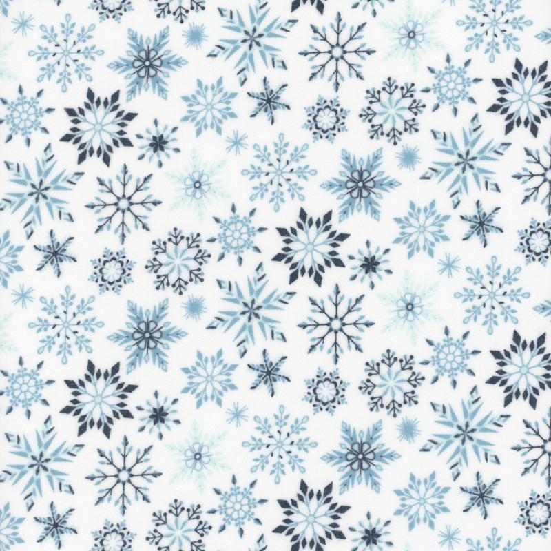 Different snowflake patterns set on a white background