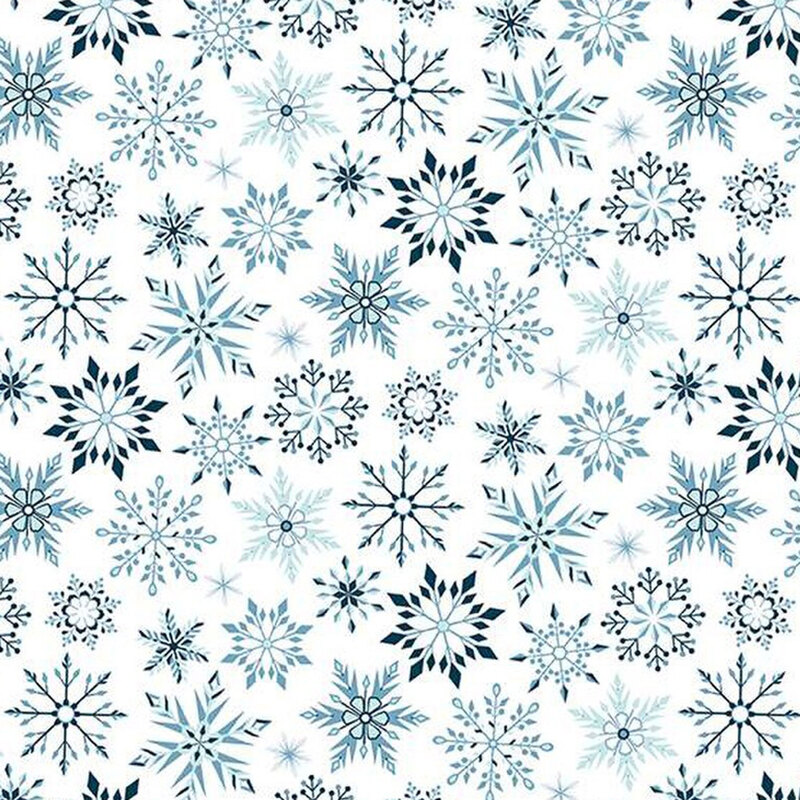 Different snowflake patterns set on a white background