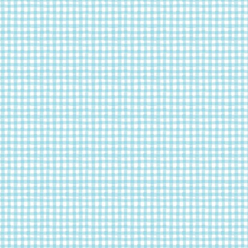 A white and sky blue fabric swatch.