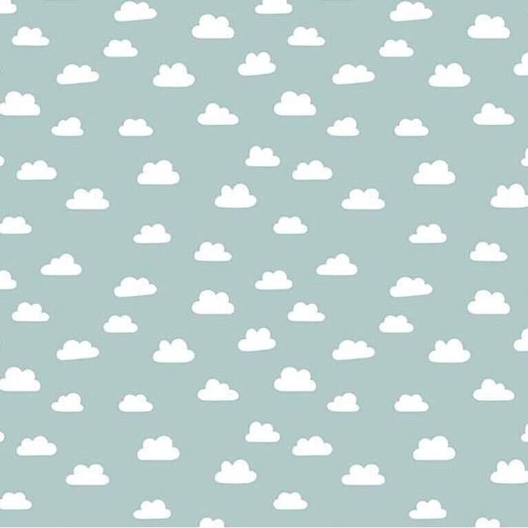 Light blue fabric scattered with white clouds.