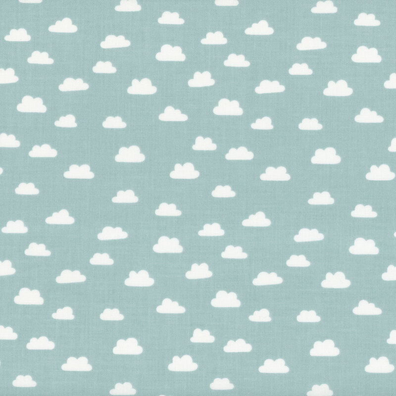 Light blue fabric scattered with white clouds.