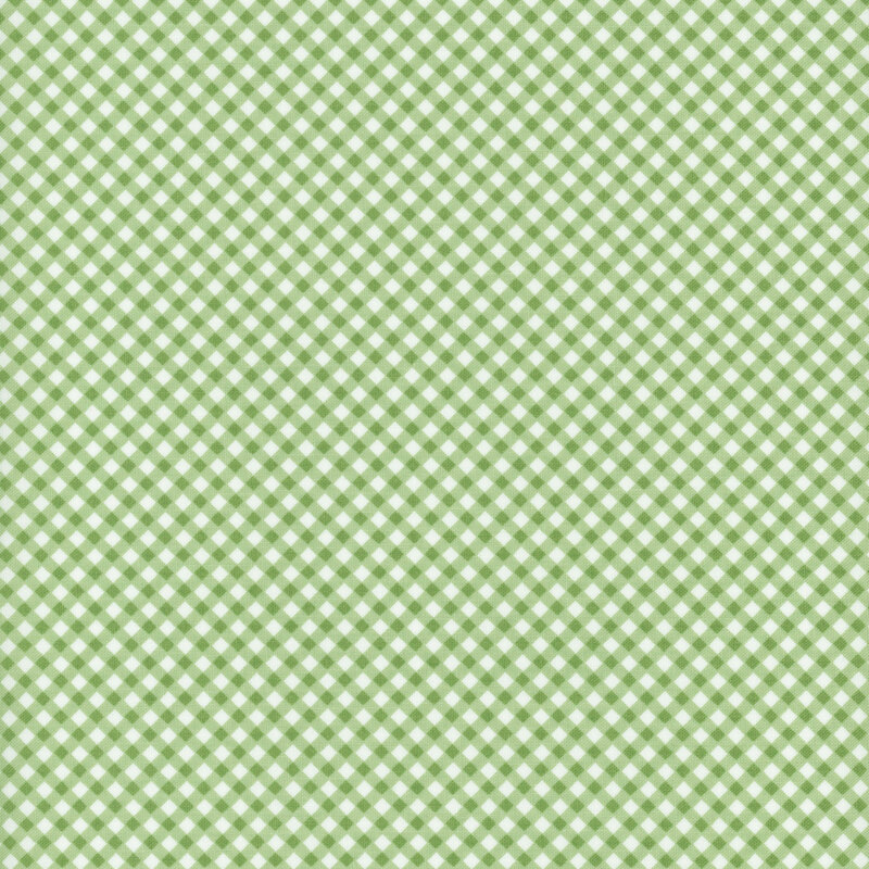 Green and white gingham plaid fabric