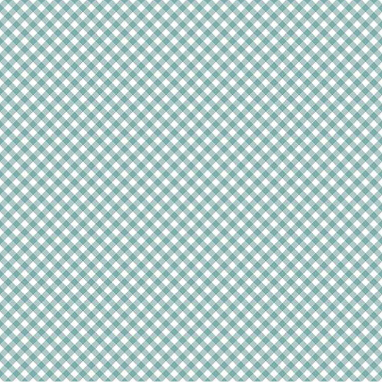 Blue and white gingham plaid fabric